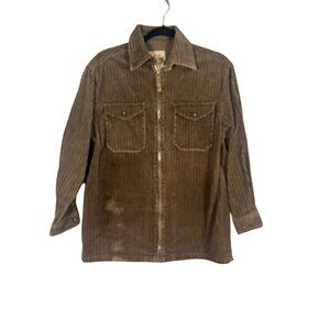 Retro Corduroy Neutral Jacket Brown M Ribbed Y2K Festive Classic Chic Preppy 80s
